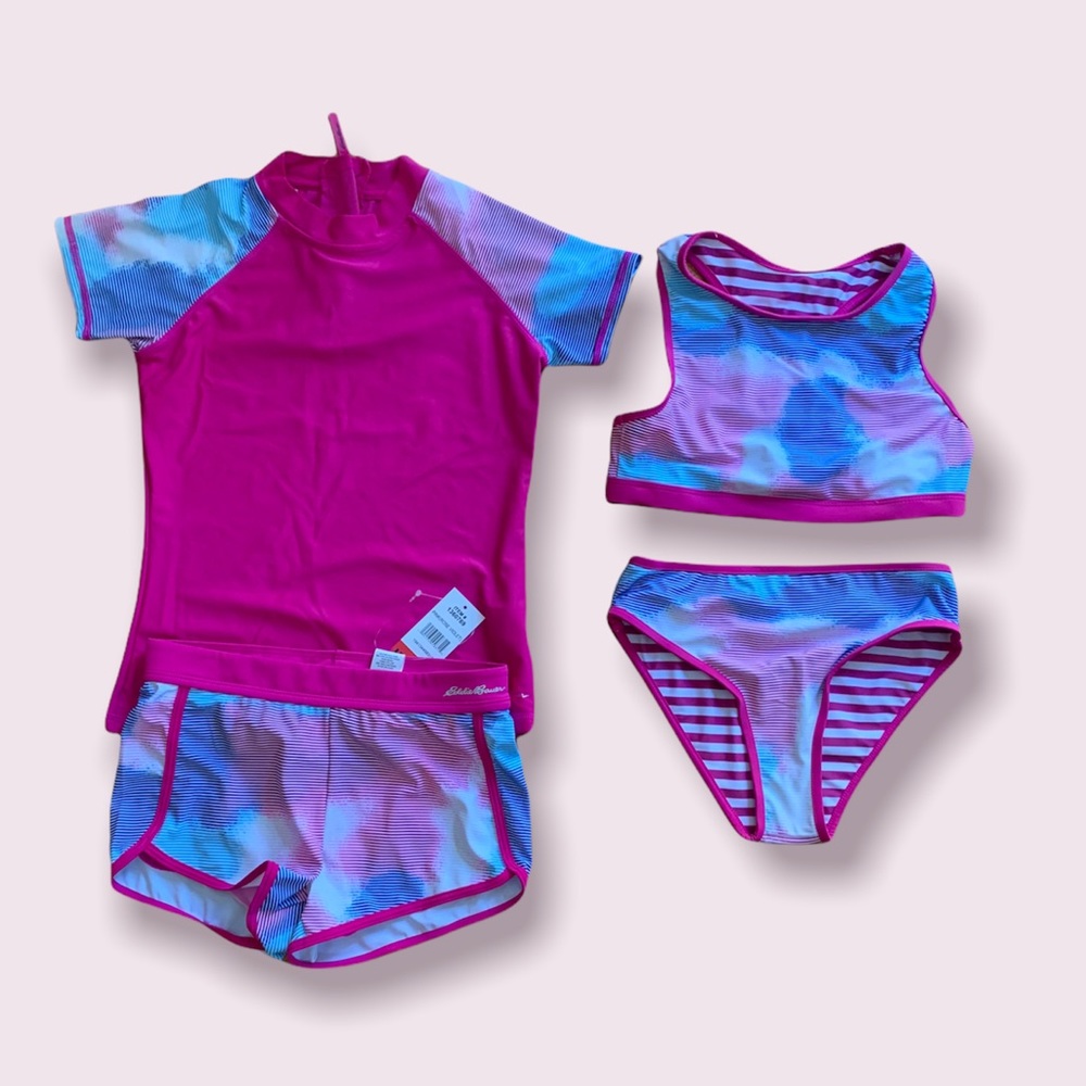 Eddie Bauer girl’s reversible 4 PCs swim set